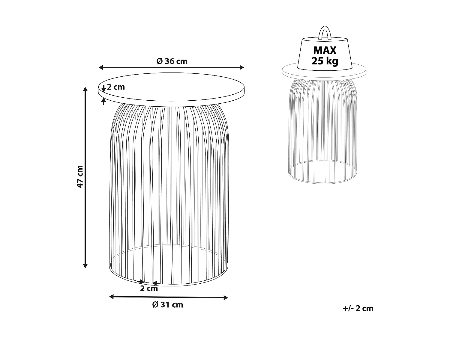 Bijzettafel WILLS Mangohout Bruin/zwart
