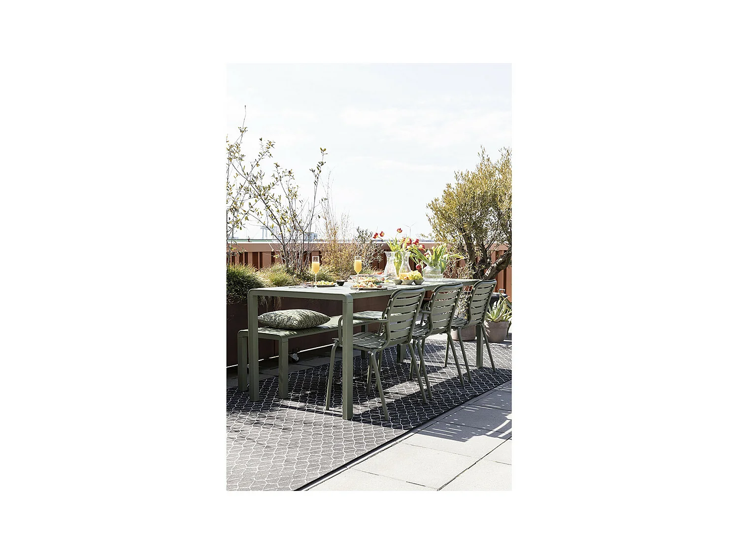 VONDEL - Table de jardin en aluminium vert