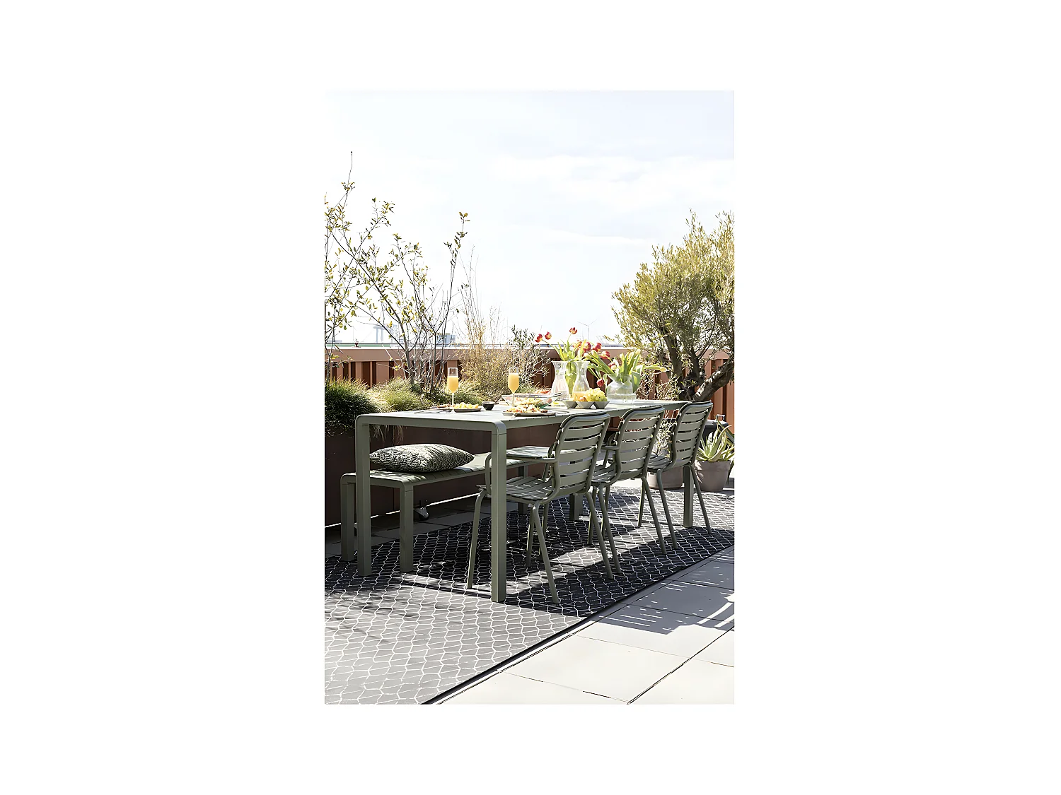 VONDEL - Table de jardin en aluminium vert