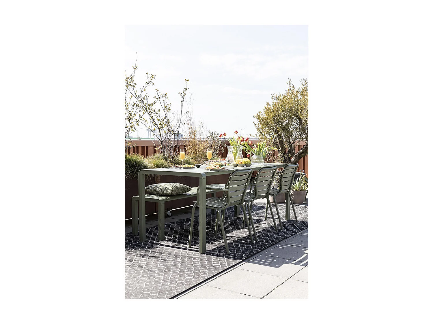 VONDEL - Table de jardin en aluminium 214x97cm