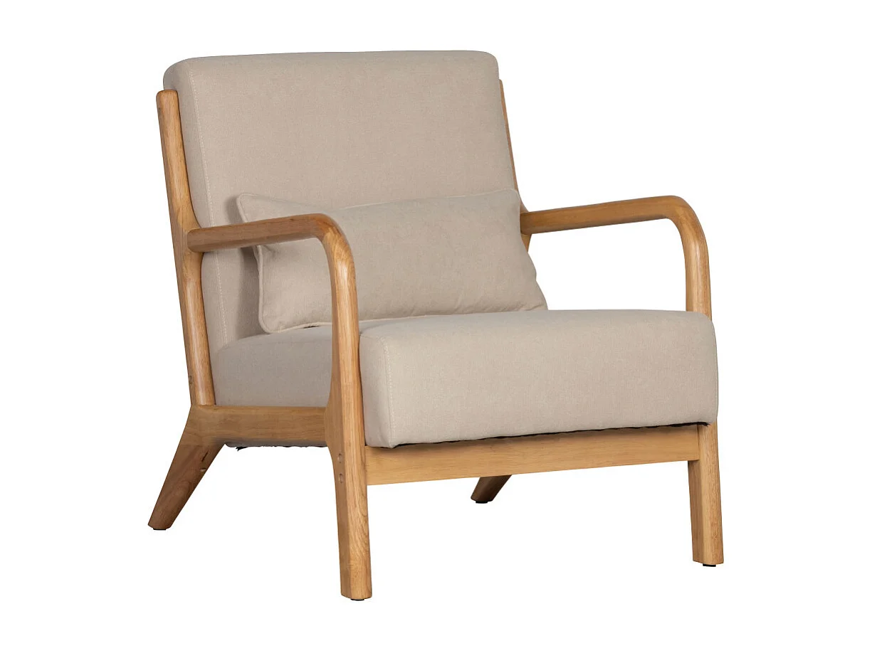 Mark - Fauteuil en bois et tissu doux - Couleur - Naturel