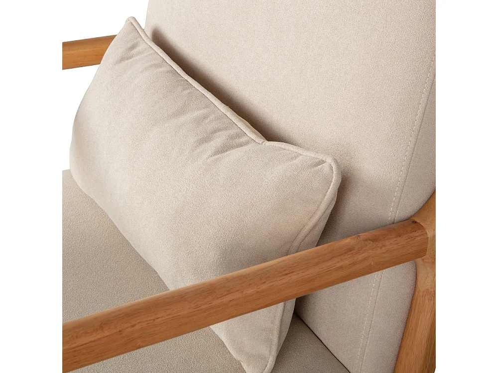 Mark - Fauteuil en bois et tissu doux - Couleur - Naturel
