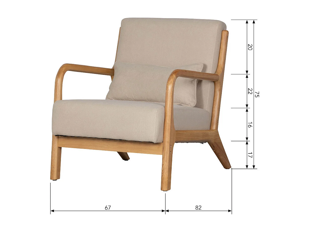 Mark - Fauteuil en bois et tissu doux - Couleur - Naturel