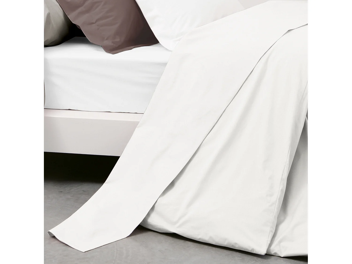 Drap plat uni 180x290 cm percale PRIMO Blanc