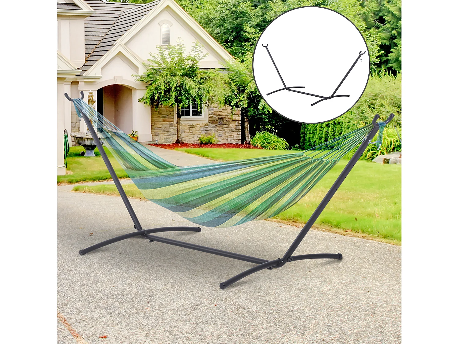 Support réglable pour hamac 280 x 120 x 110 cm - Couleur noire