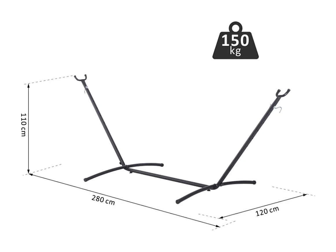 Soporte ajustable para hamaca negro 280x120x110cm Outsunny