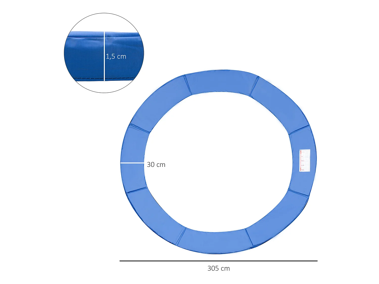 Cojín borde para cama elástica azul 305x305x1.5 cm HOMCOM