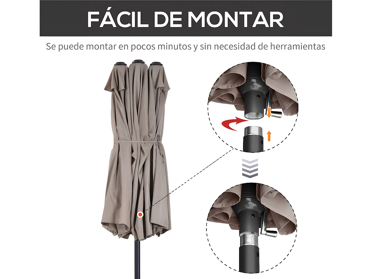 Sombrilla doble café 460x270x240 cm Outsunny