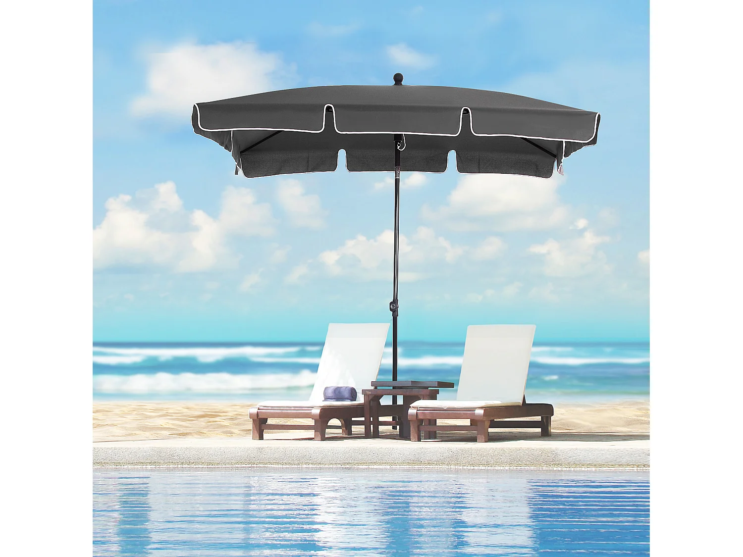 Sombrilla de jardín gris 198x130x245 cm Outsunny