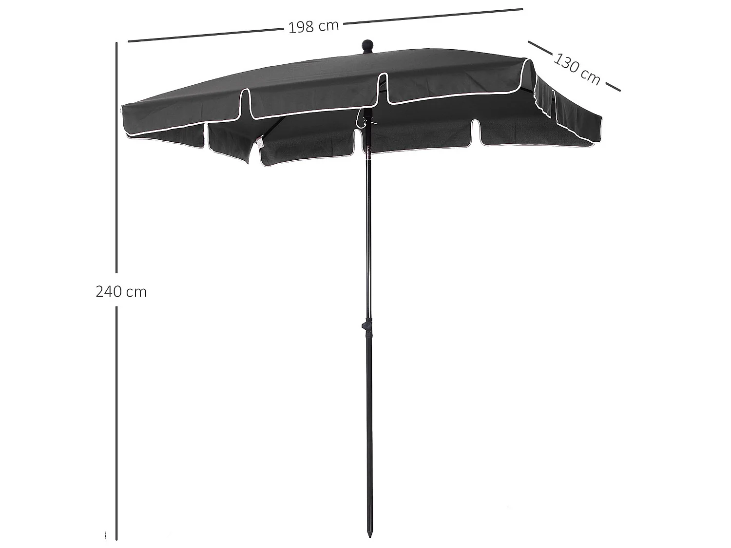 Sombrilla de jardín gris 198x130x245 cm Outsunny