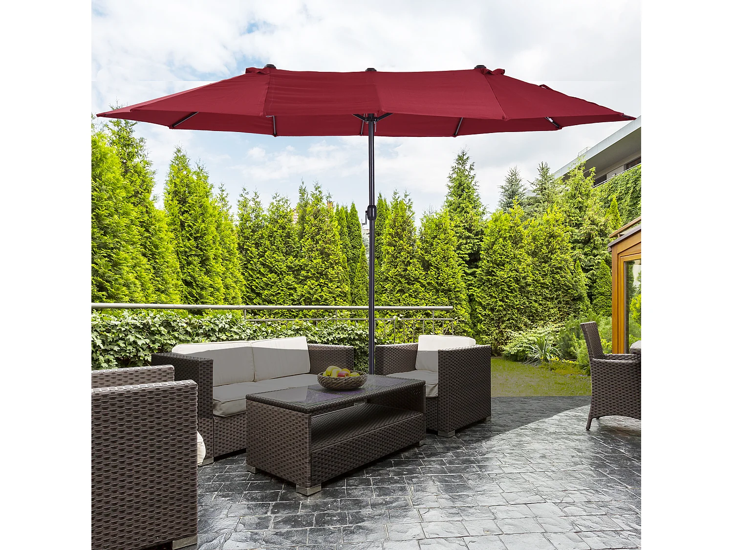 Sombrilla doble rojo 460x270x240 cm Outsunny