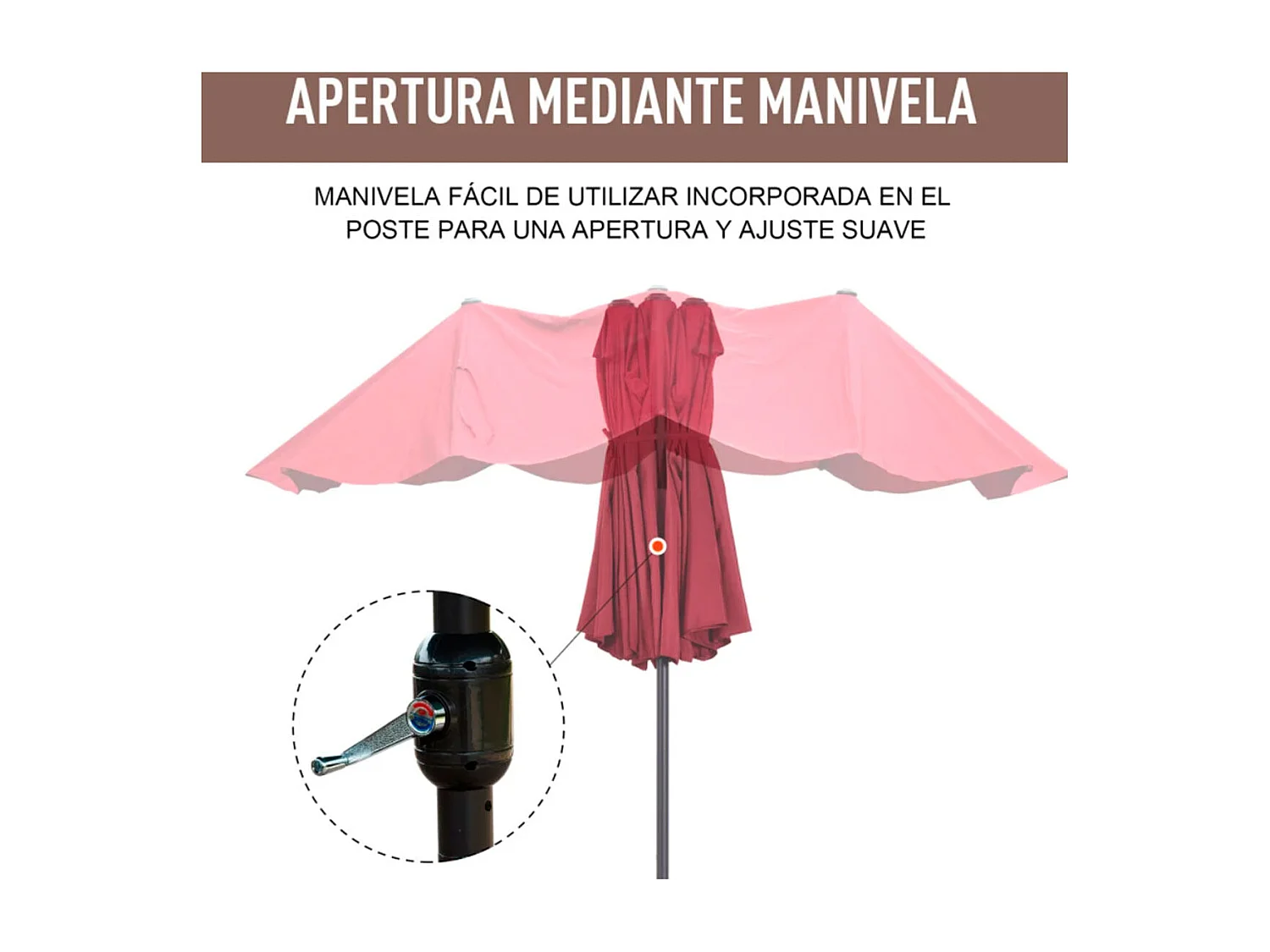 Sombrilla doble rojo 460x270x240 cm Outsunny