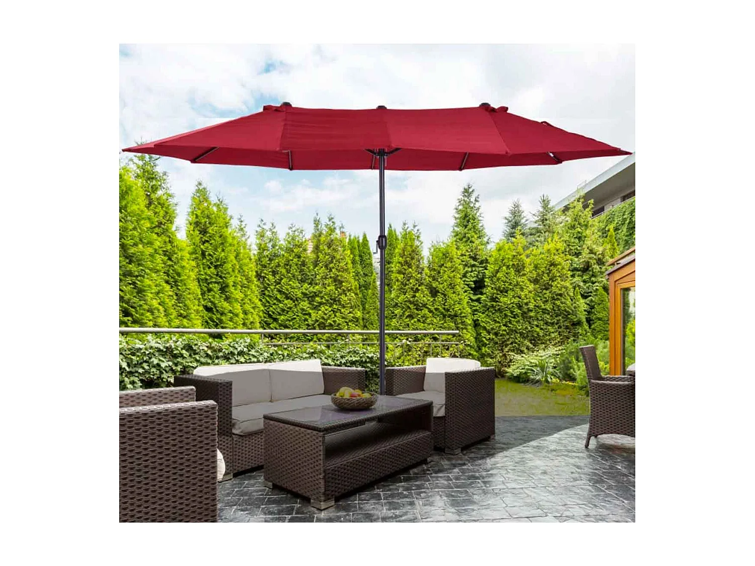 Sombrilla doble rojo 460x270x240 cm Outsunny