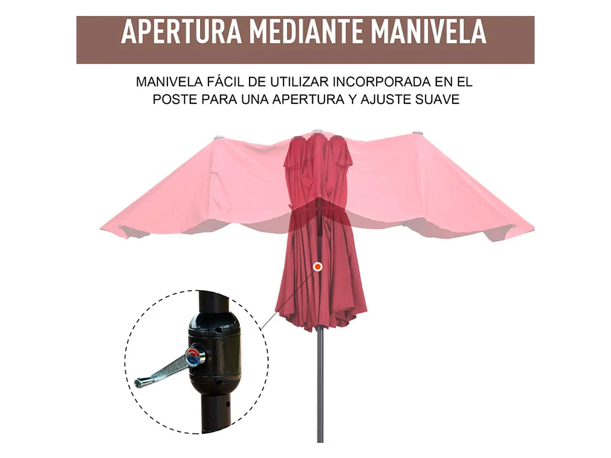 Sombrilla doble rojo 460x270x240 cm Outsunny