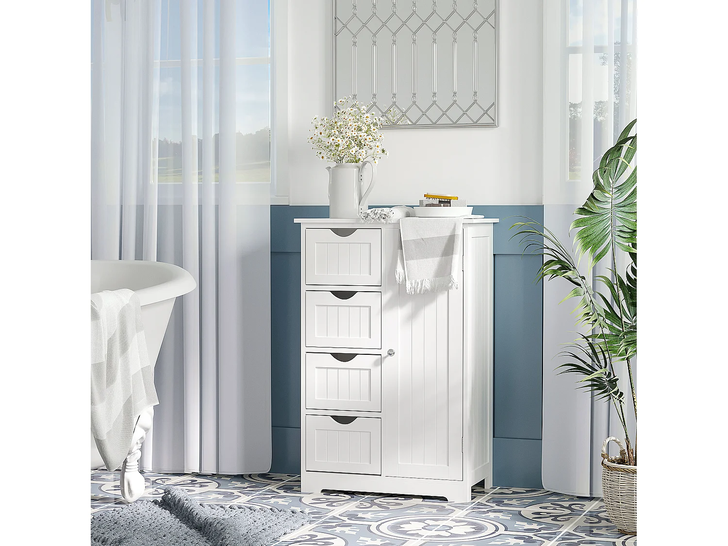 Armario de baño blanco 56x30x83cm kleankin