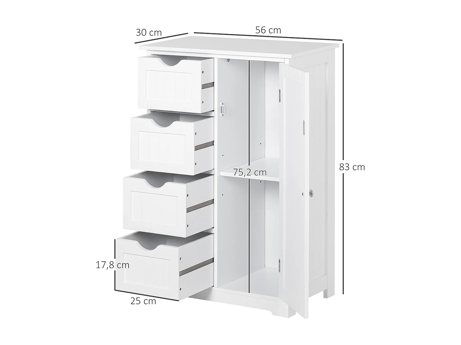 Armario de baño blanco 56x30x83cm kleankin