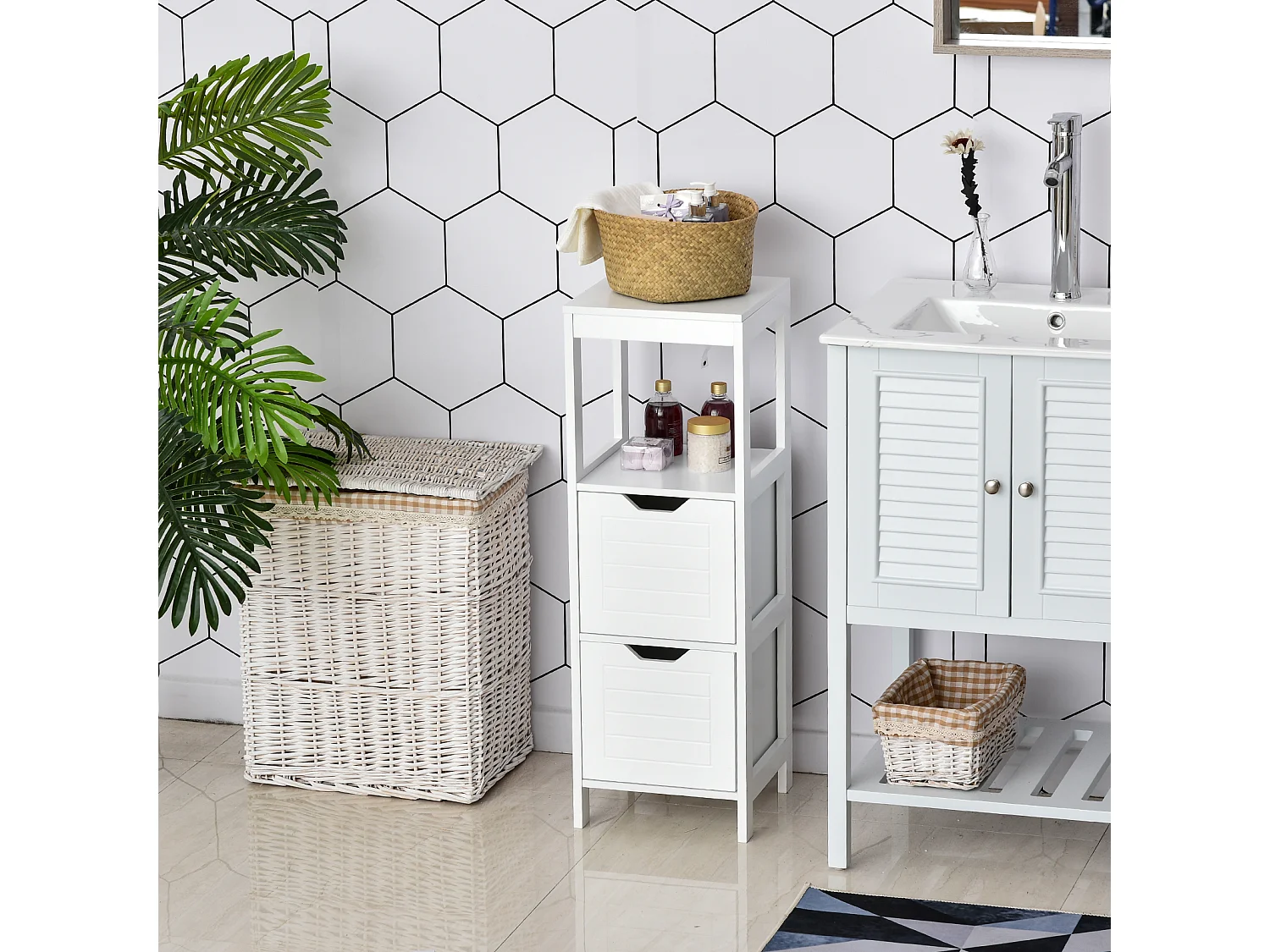 Armario de baño blanco 30x30x89 cm kleankin