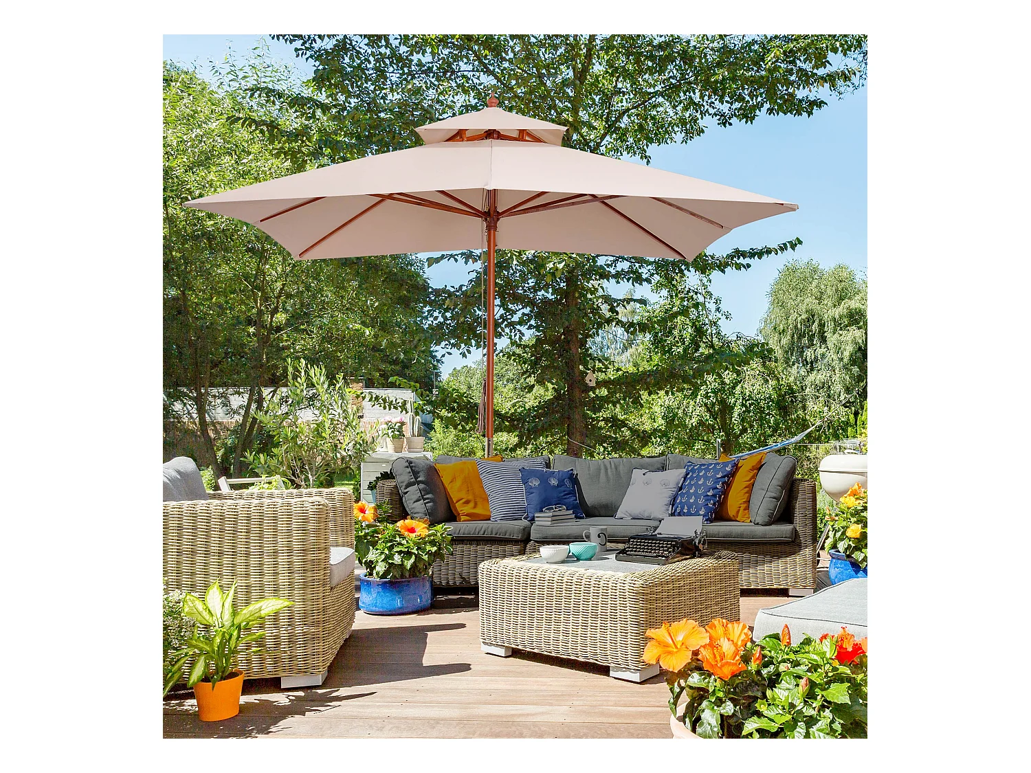 Sombrilla de jardín beige 300x300x297 cm Outsunny