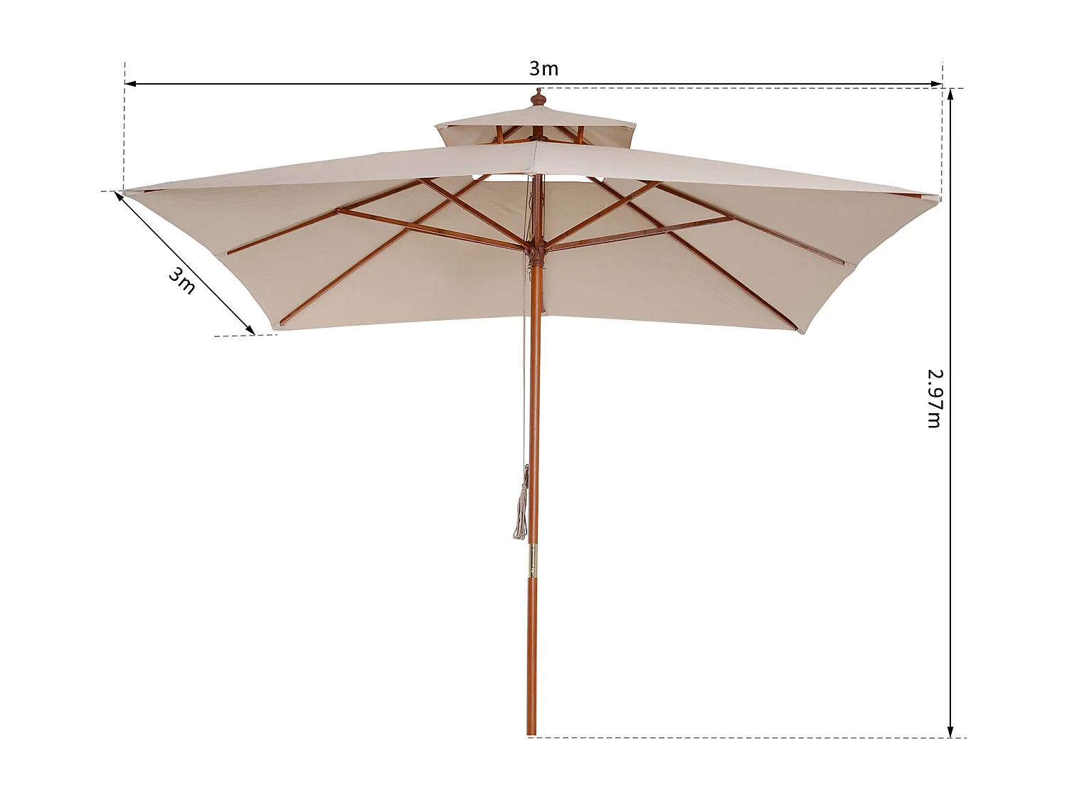 Sombrilla de jardín beige 300x300x297 cm Outsunny