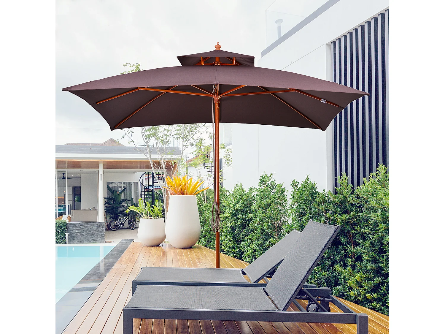 Parasol de jardín marrón 300x300x297 cm Outsunny