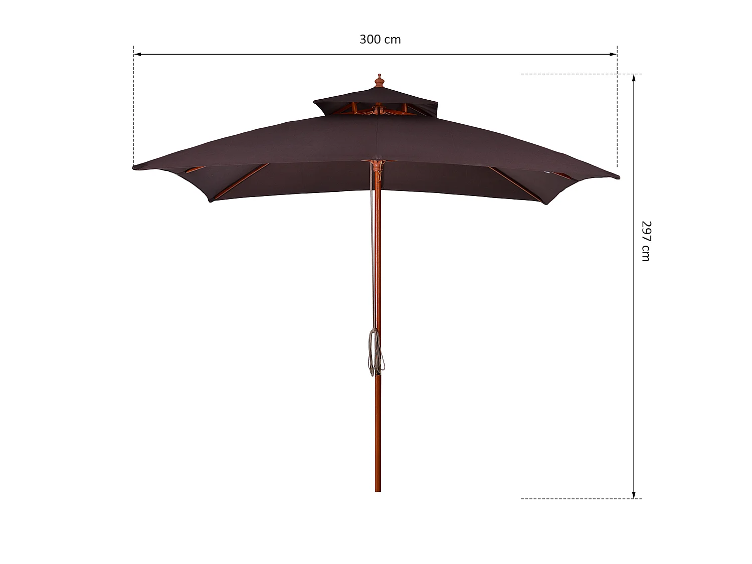 Parasol de jardín marrón 300x300x297 cm Outsunny