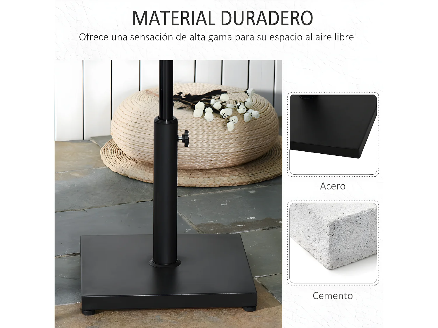 Soporte para parasol negro 40x40x43 cm Outsunny