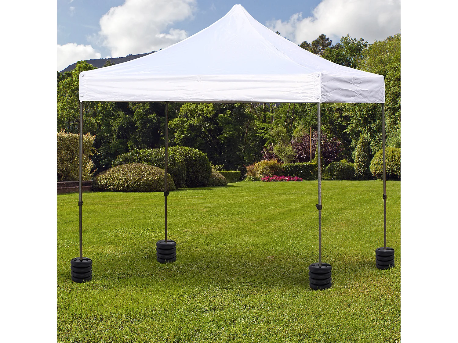 Juego de 4 pesos para gazebo negro ø25x6 cm Outsunny