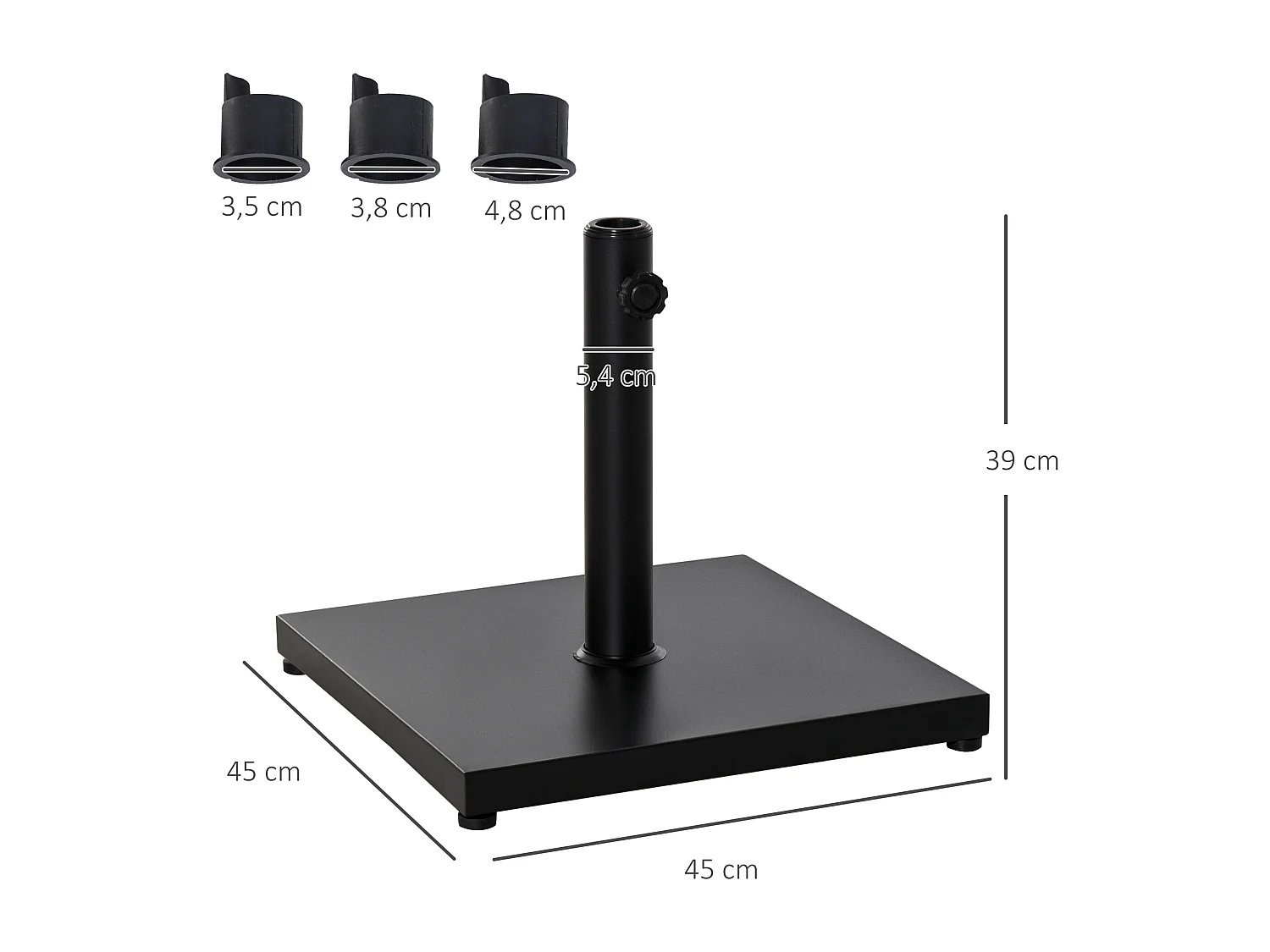 Base para parasol negro 45x45x39cm Outsunny