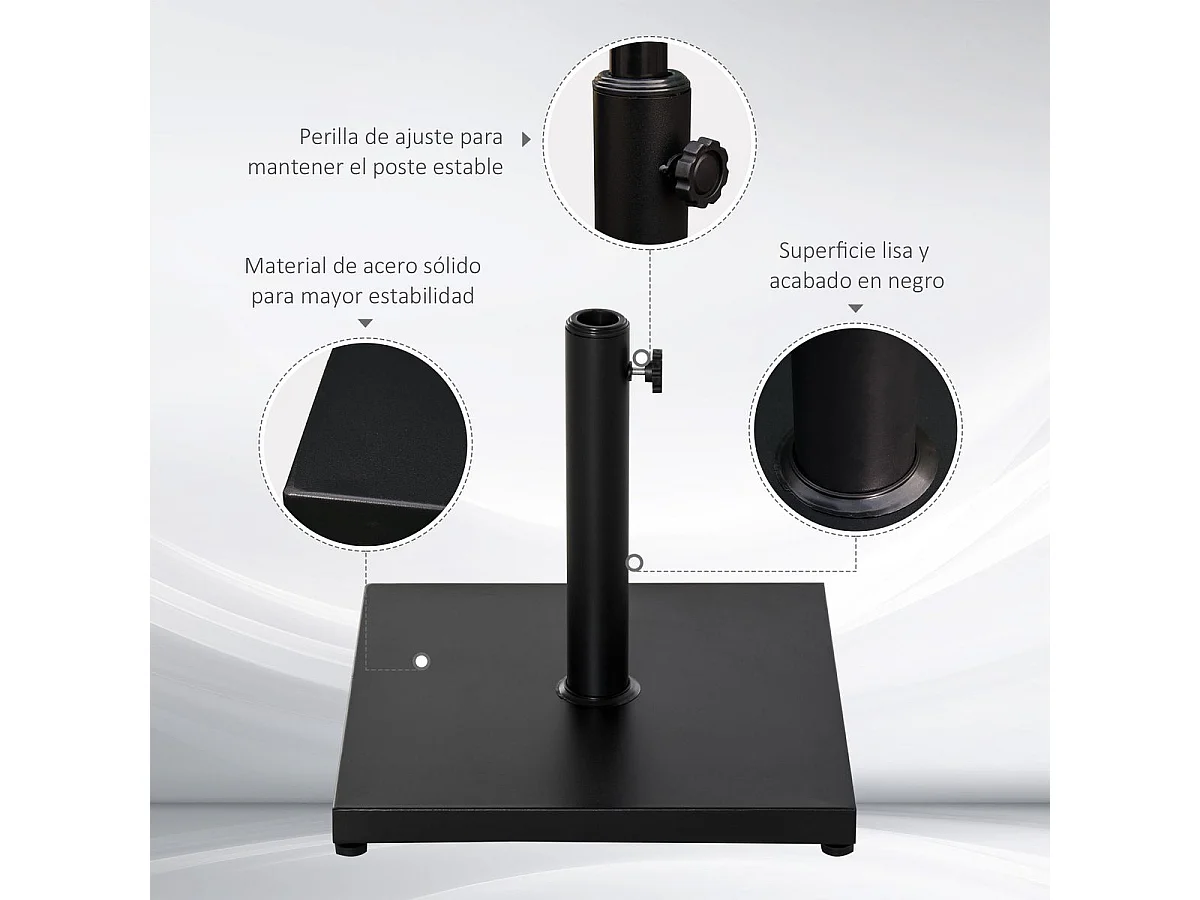 Base para parasol negro 45x45x39cm Outsunny