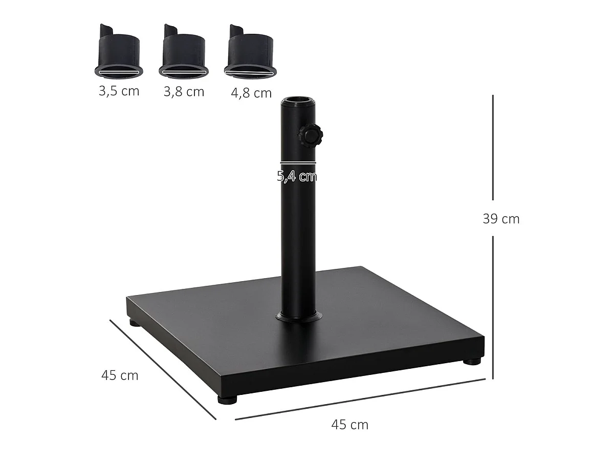 Base para parasol negro 45x45x39cm Outsunny