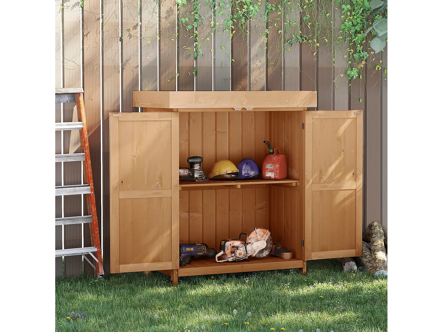 Cobertizo de madera madera natural 74x43x88cm Outsunny