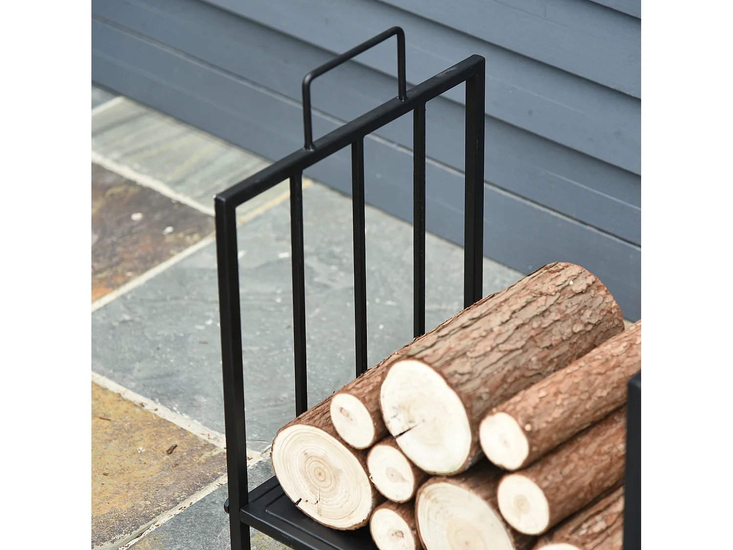 Estante para leña negro 44.5x33x46.5 cm Outsunny