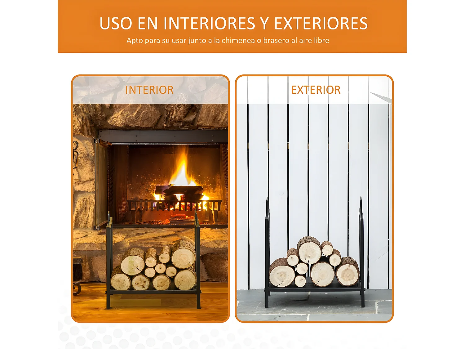 Estante para leña negro 44.5x33x46.5 cm Outsunny