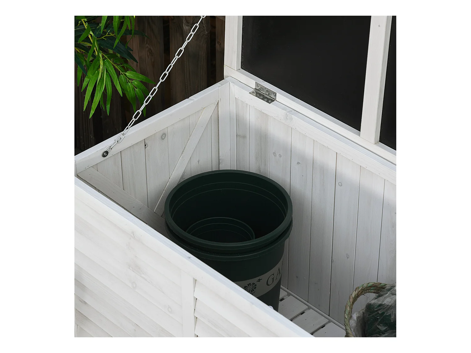 Baúl de madera blanco 127x56x60 cm Outsunny