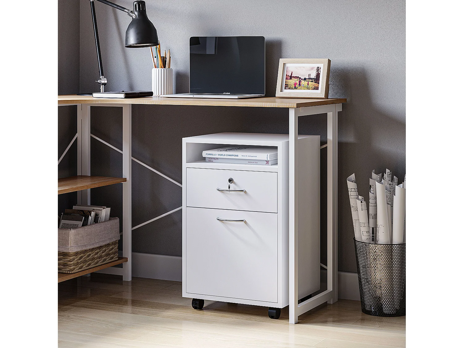 Cajonera para oficina blanco 40x35x60 cm HOMCOM