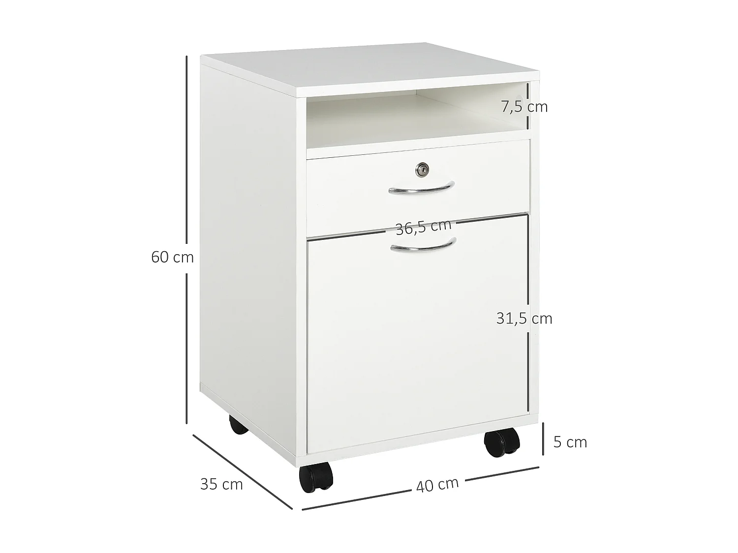 Cajonera para oficina blanco 40x35x60 cm HOMCOM