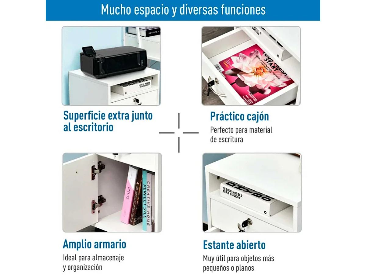 Cajonera para oficina blanco 40x35x60 cm HOMCOM