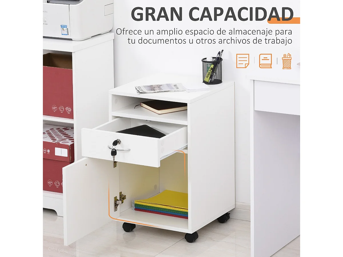 Cajonera para oficina blanco 40x35x60 cm HOMCOM