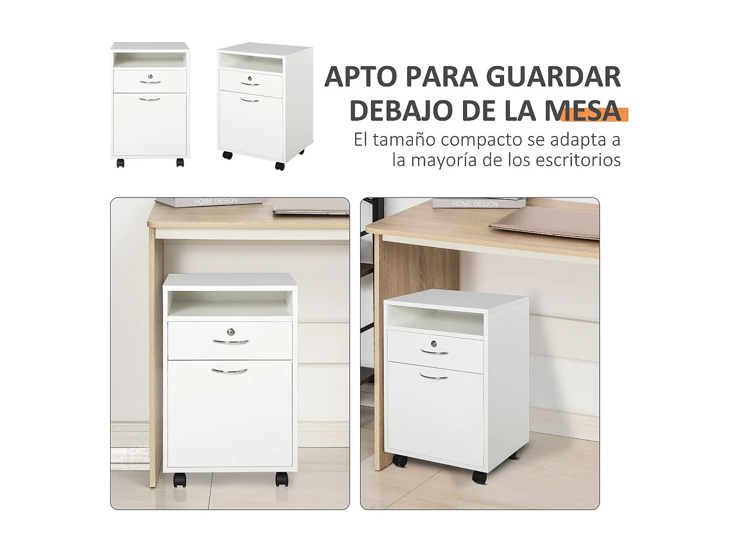 Cajonera para oficina blanco 40x35x60 cm HOMCOM