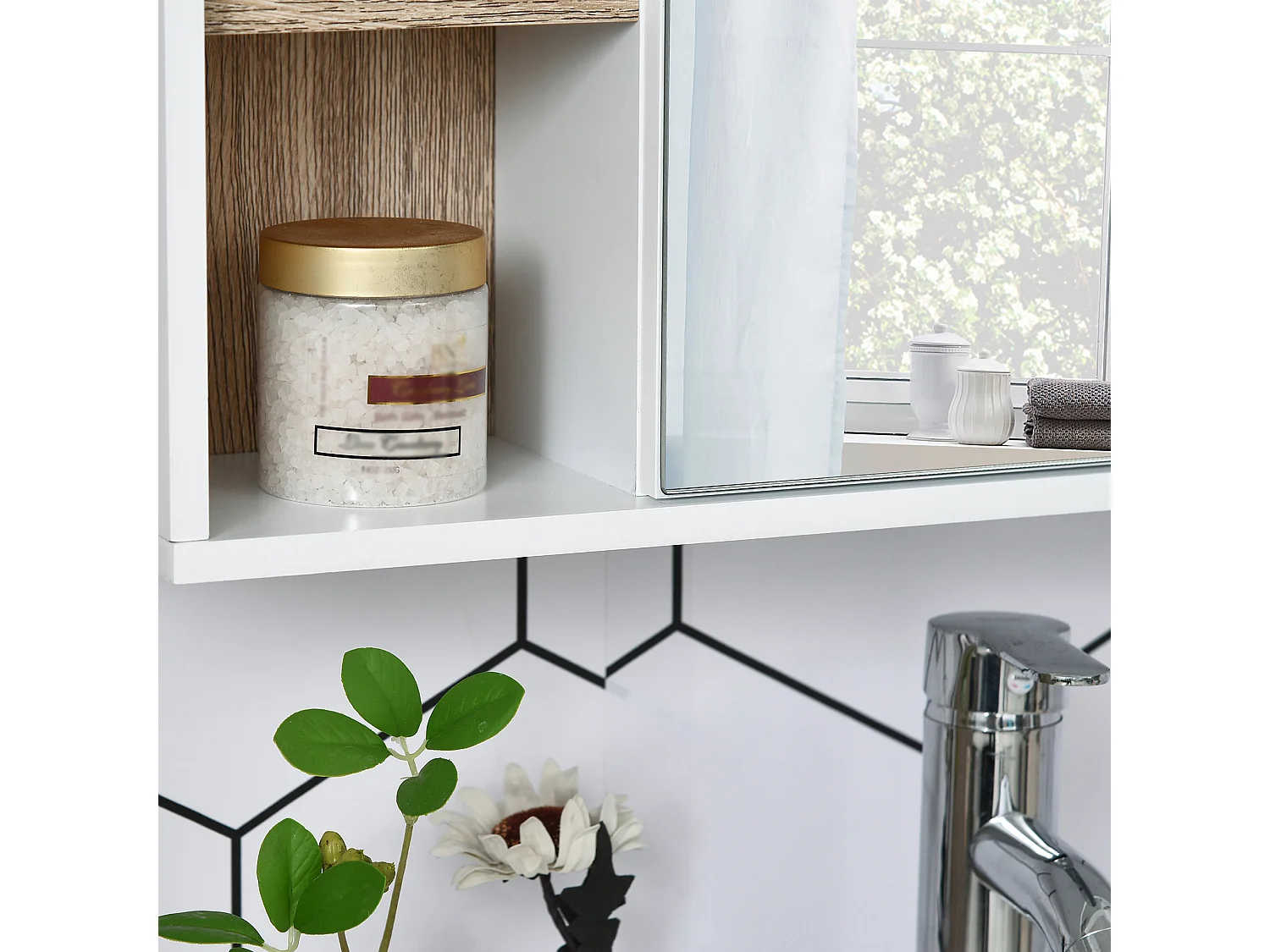 Armario espejo white, oak color 60x14,5x49,4 cm HOMCOM