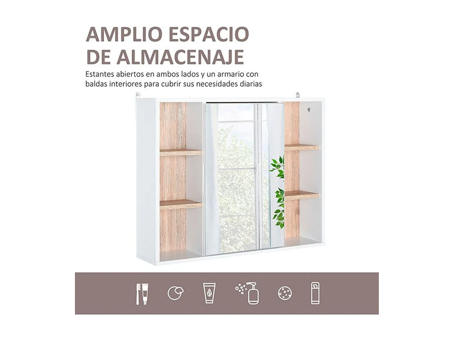 Armario espejo white, oak color 60x14,5x49,4 cm HOMCOM