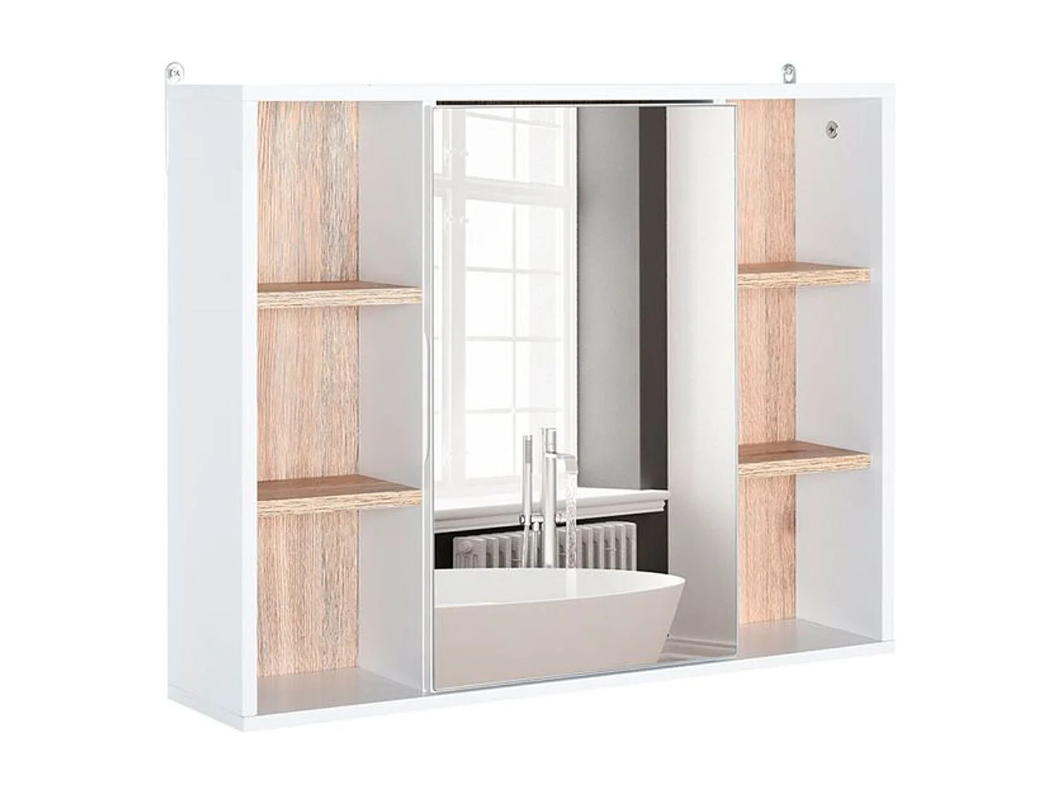 Armario espejo white, oak color 60x14,5x49,4 cm HOMCOM