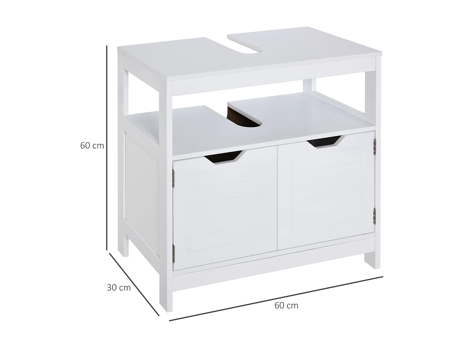 Armario para debajo de lavabo blanco 60x30x60 cm kleankin