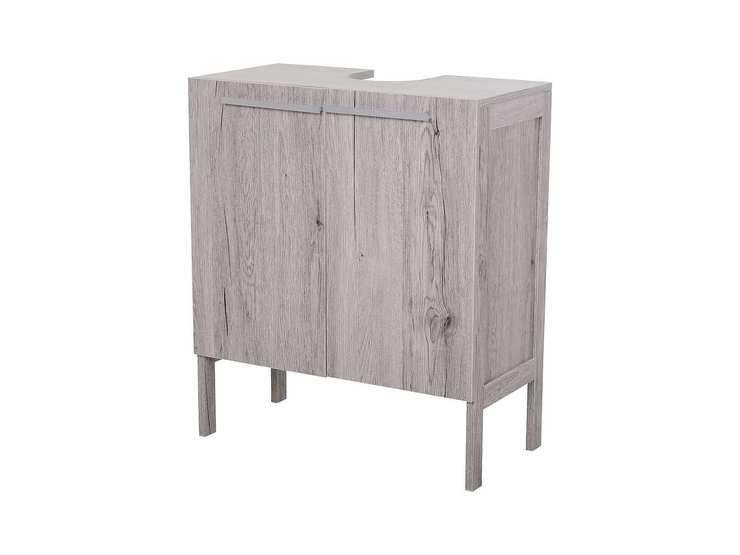 Mueble bajo de lavabo imitación madera tonos grisáceos 60x30x70 cm kleankin