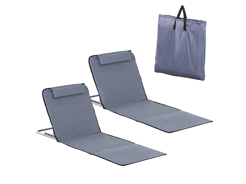 Conjunto de 2 esterillas de playa gris 134x48x45 cm Outsunny