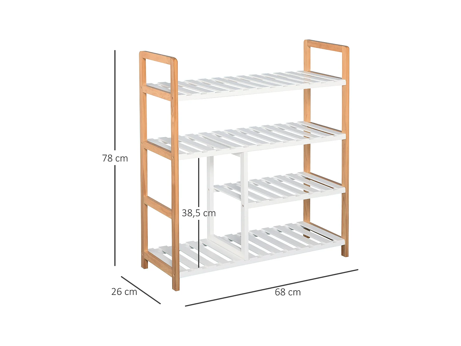 Zapatero madera natural y blanco 68x26x78 cm HOMCOM