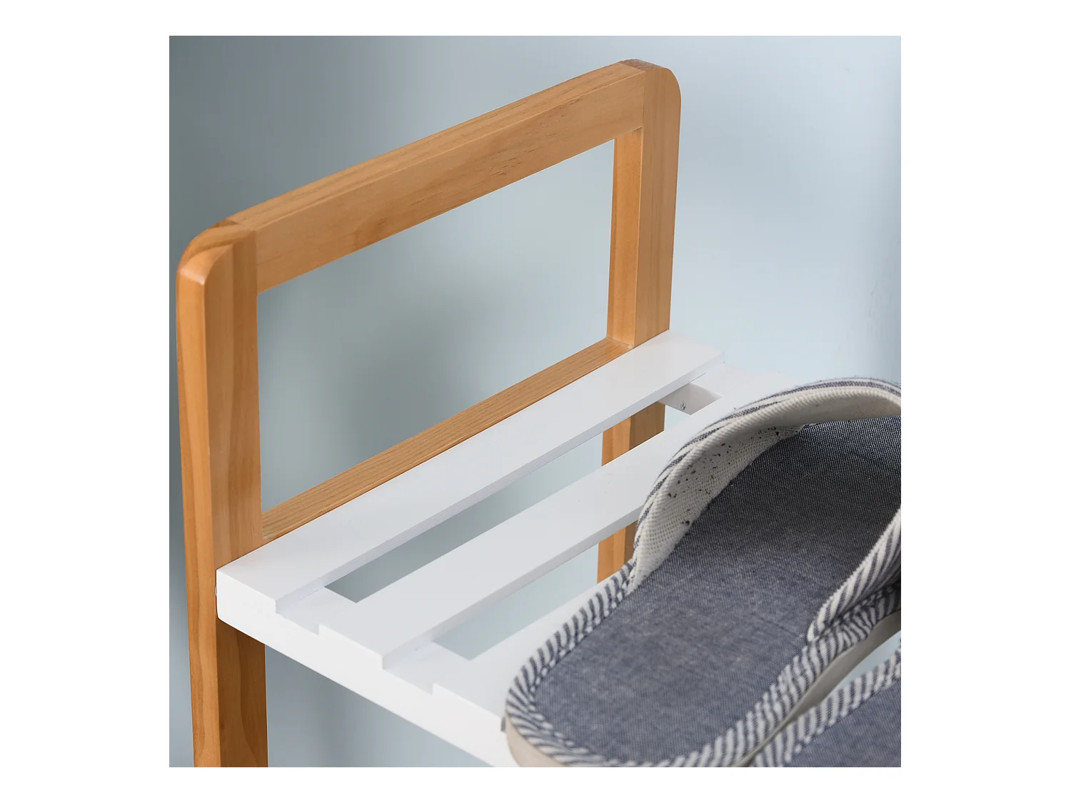 Zapatero madera natural y blanco 68x26x78 cm HOMCOM