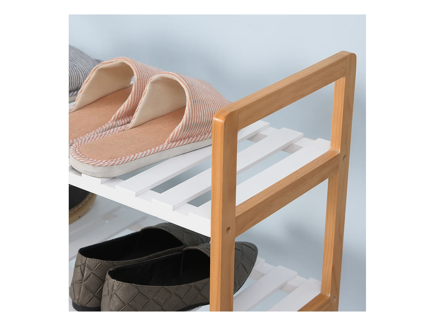 Zapatero madera natural y blanco 68x26x78 cm HOMCOM