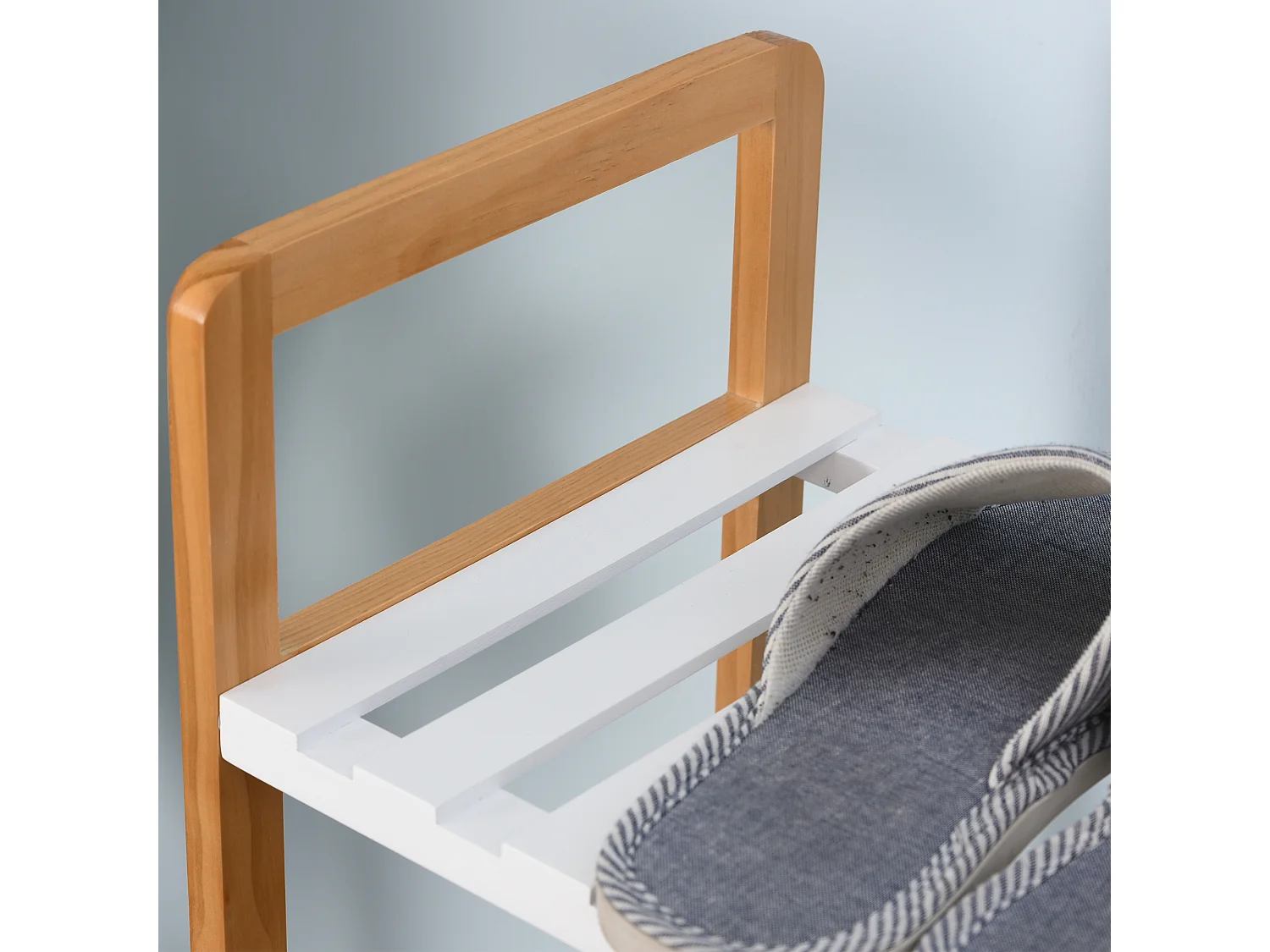 Zapatero madera natural y blanco 68x26x78 cm HOMCOM