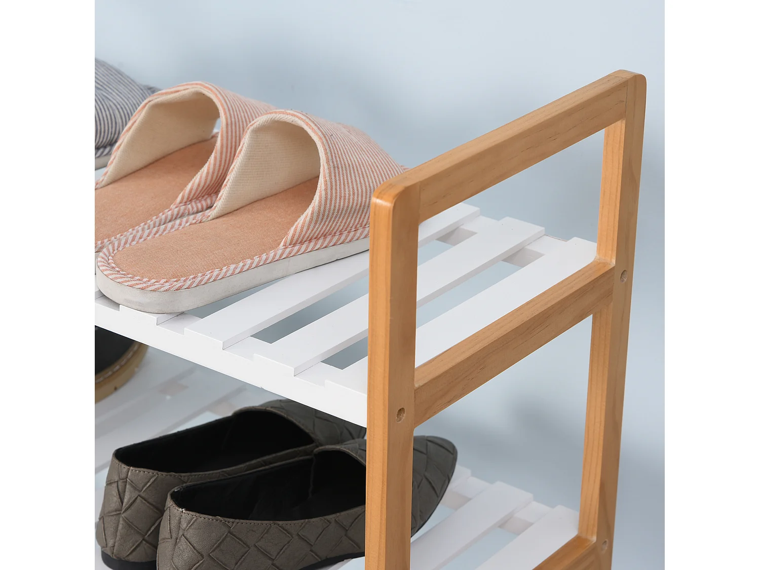 Zapatero madera natural y blanco 68x26x78 cm HOMCOM